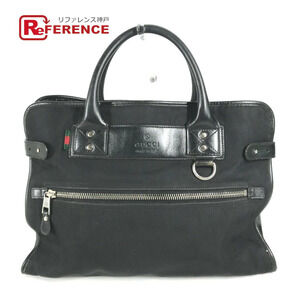 GUCCI Logo Bag Handbag Tote Business Leather Black